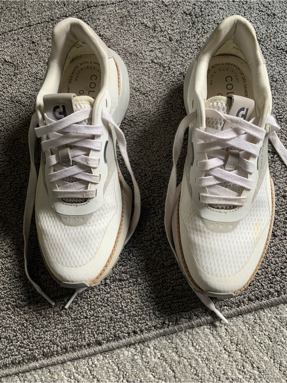 Cole Haan White and Tan Mesh Lace-Up Golf Shoes